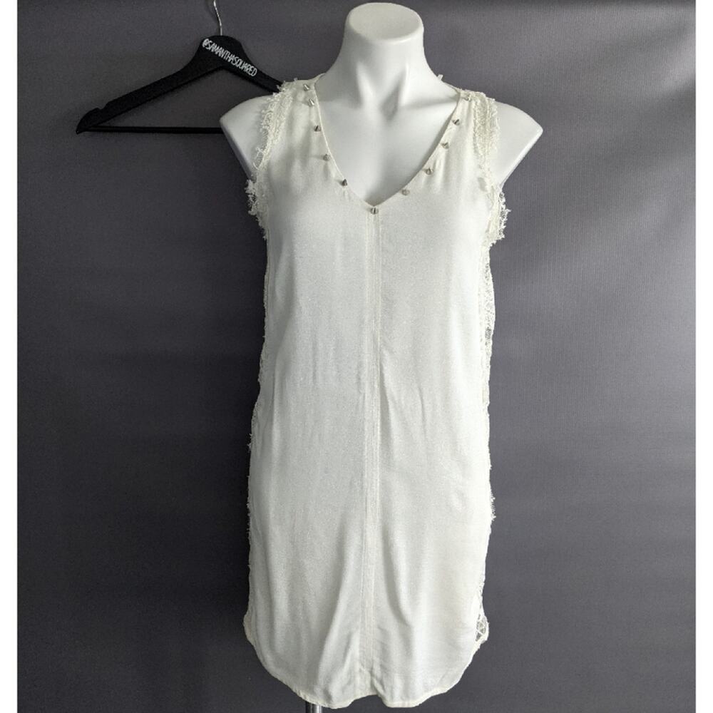 Zara Collection White Metal Spike Boho Lace Dress New Small
